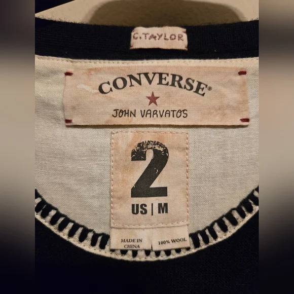 Converse John Varvatos One Star Black Wool Cardigan Mens Size 2 Medium Used - Picture 8 of 16